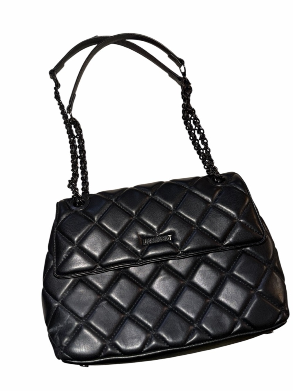 Lambert Quilted Black Chain-Handle Shoulder Bag